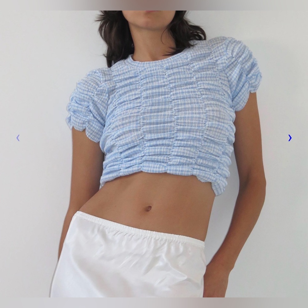 Permanent Vacation Eternal Baby Tee in Blue Gingham Size Small